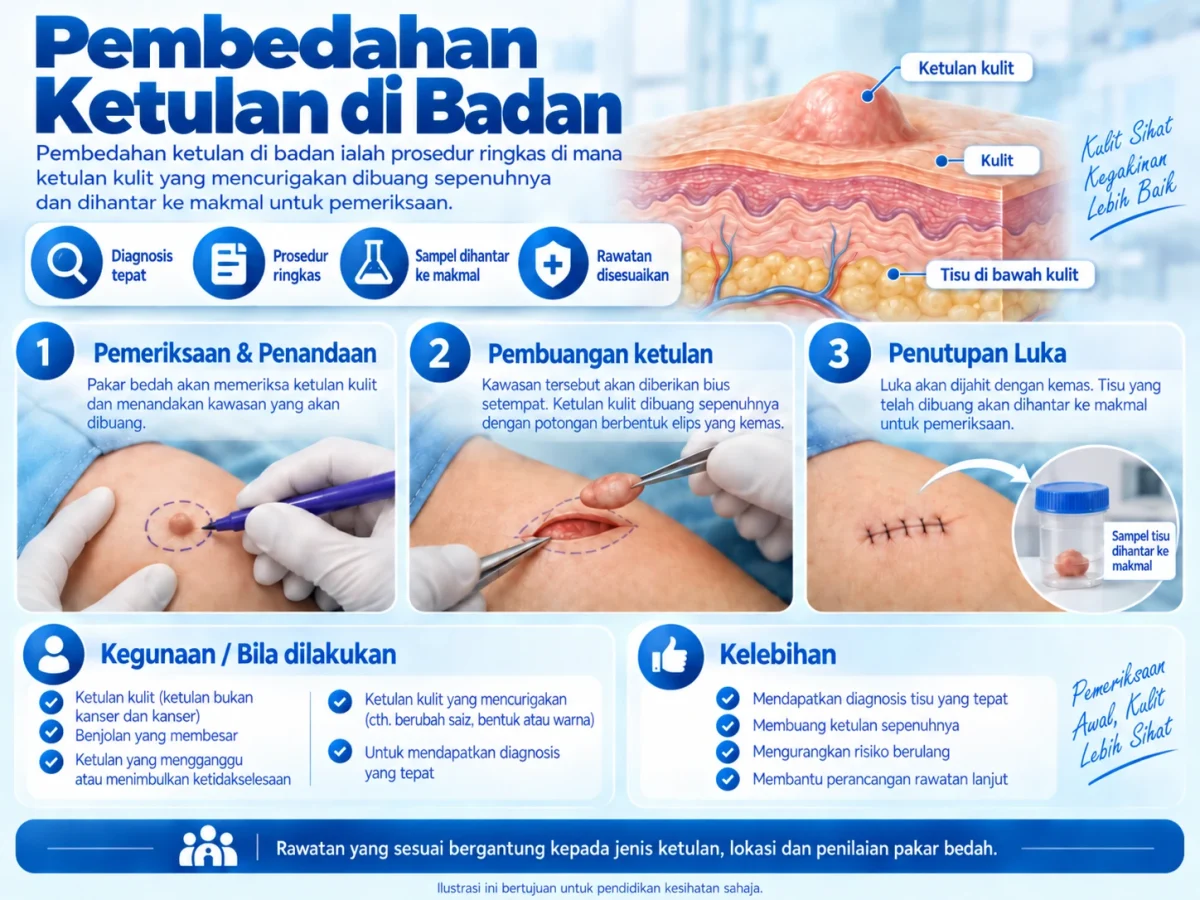 Infografik pembuangan ketulan kulit.